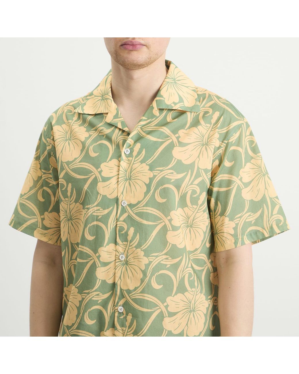 Drole de Monsieur Yellow Hibiscus Monoramme Shirt for men