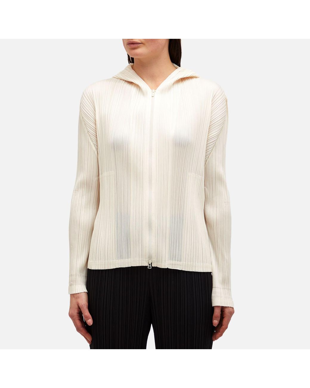 Pleats Please Issey Miyake Hoodie in White | Lyst