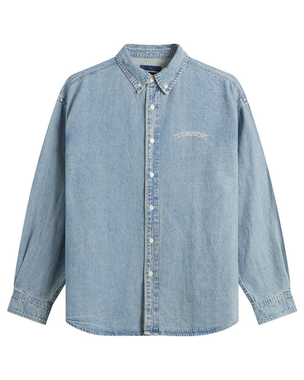 Thisisneverthat Blue Washed Denim Shirt for men