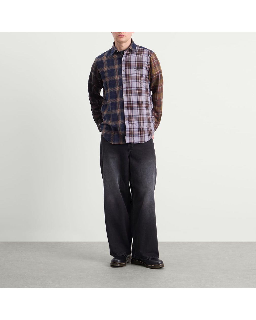Aries Blue Overdyed Patchwork Shirt for men