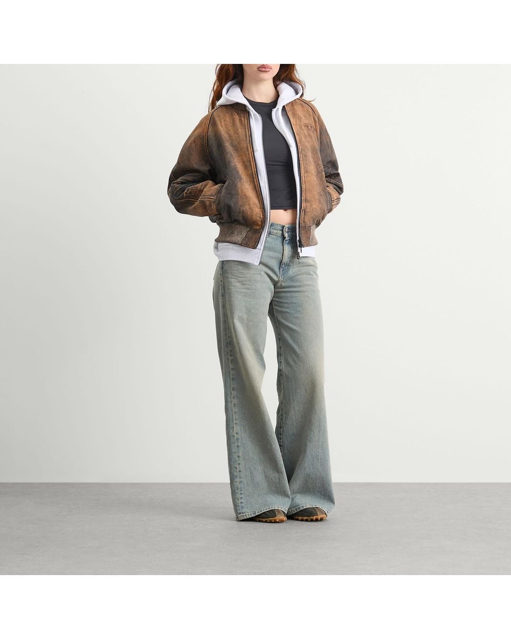 DIESEL Brown L-Cobb Camouflage Leather Jacket