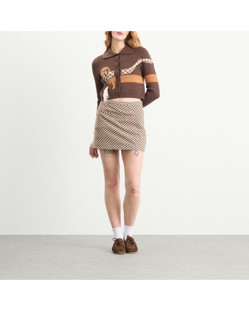 House Of Sunny Natural Retro Blanket Mini Skirt