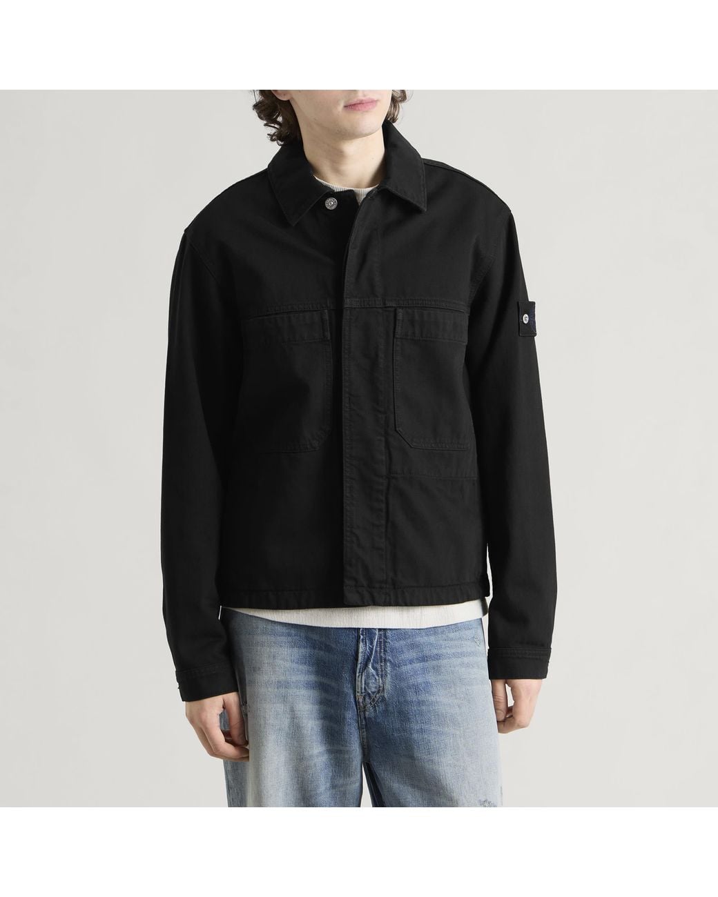 Stone Island Black Denim-Tc Tinto Capo Jacket for men