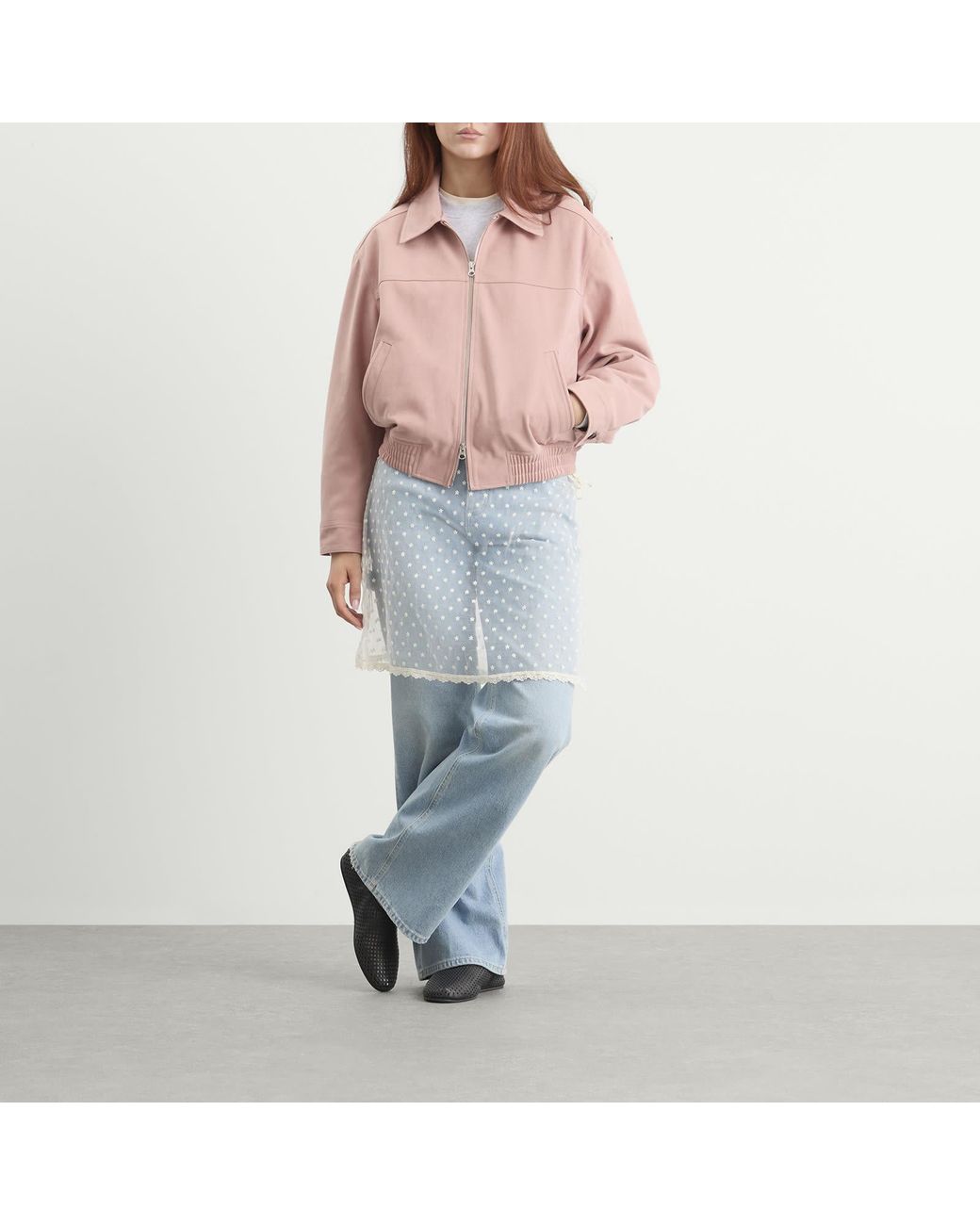 DUNST Pink Vegan Suede Collared Blouson