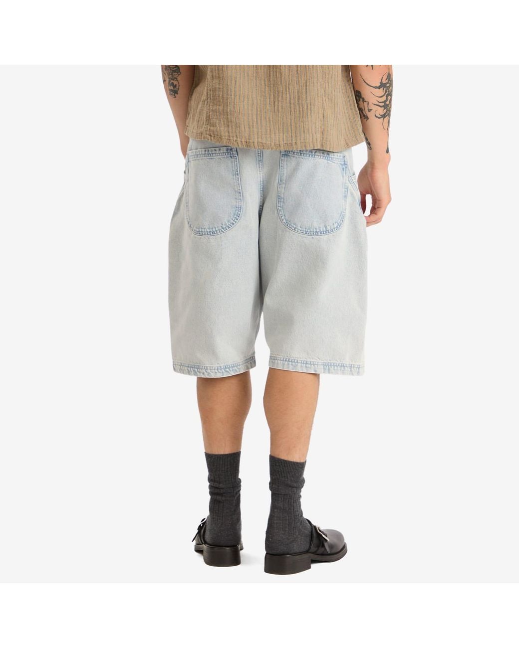 YMC Blue Twisted Denim Short for men