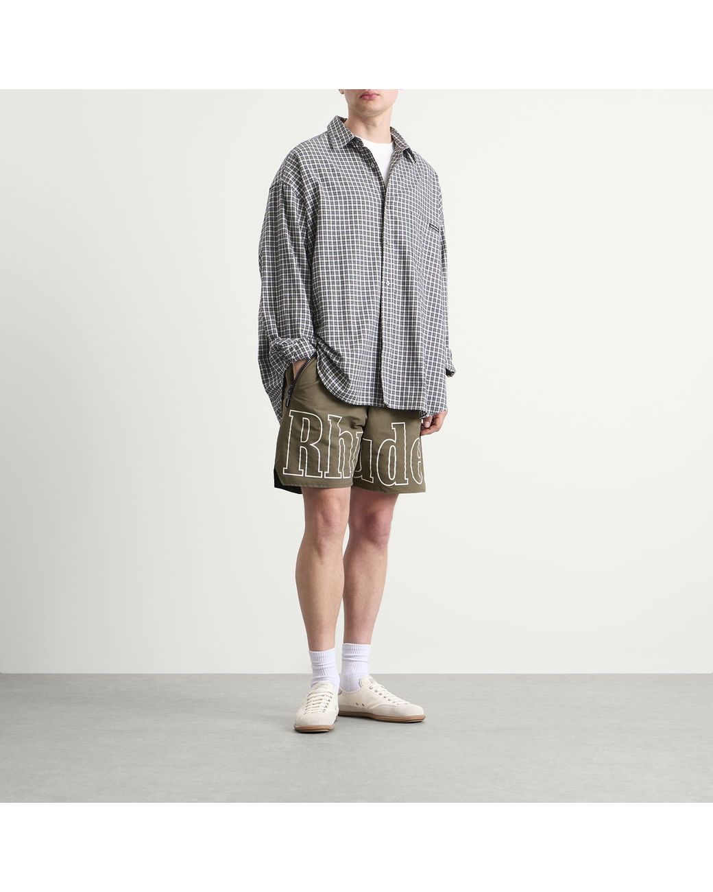 Rhude Green Logo Shorts for men