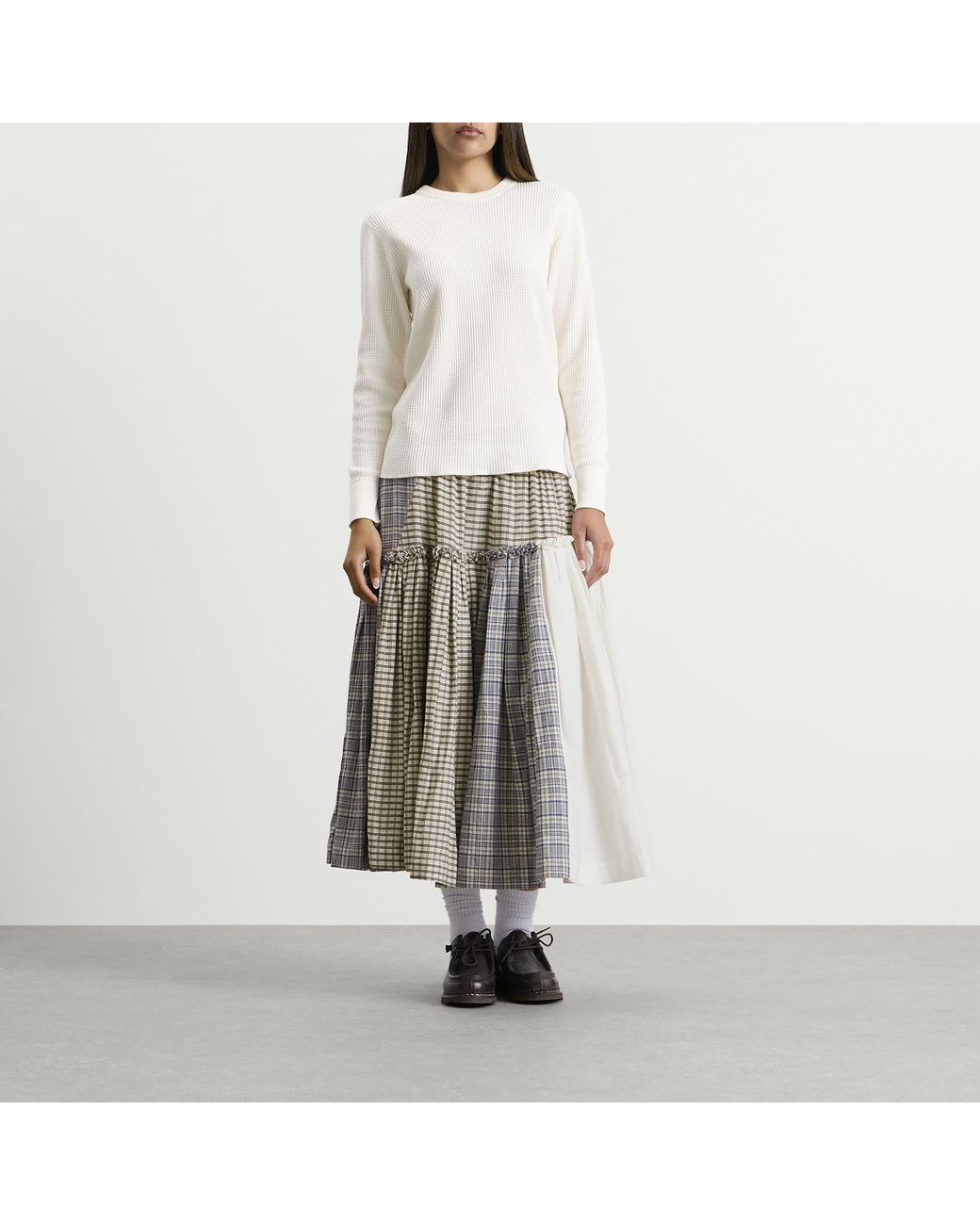 STORY mfg. Gray Precious Patchwork Pine Skirt
