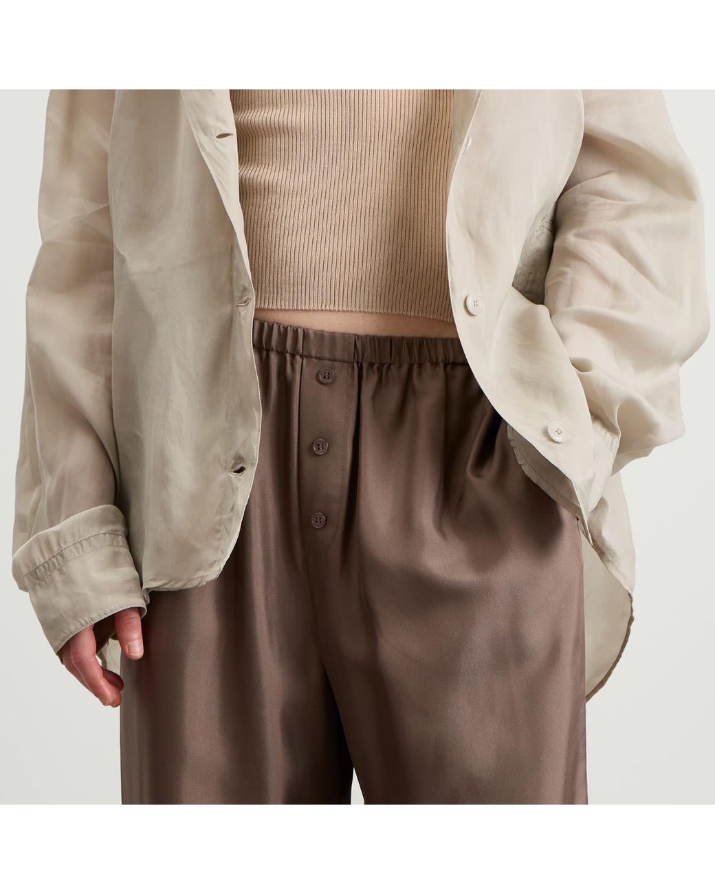 Rohe Brown Silk Relaxed Trousers