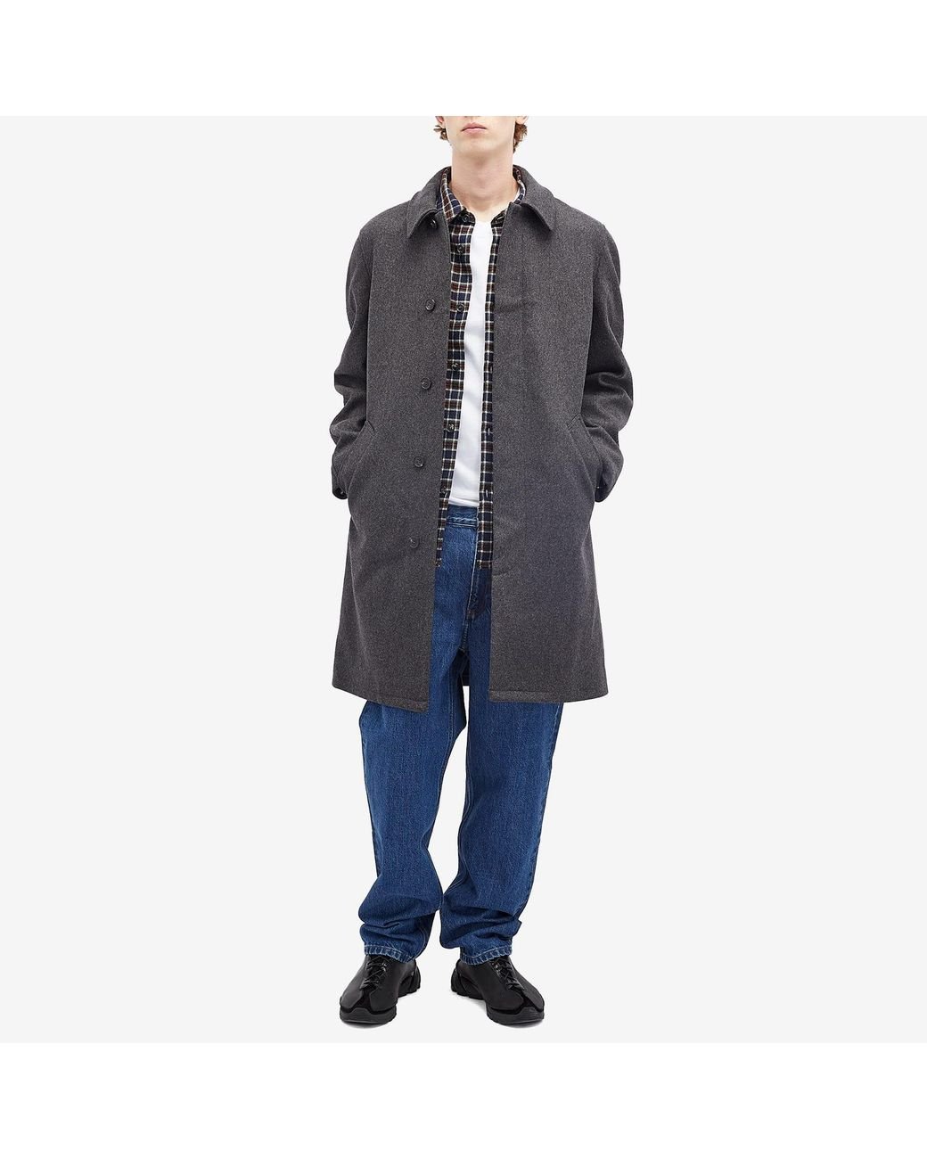 A.P.C. Auster Wool Mac in Black for Men | Lyst