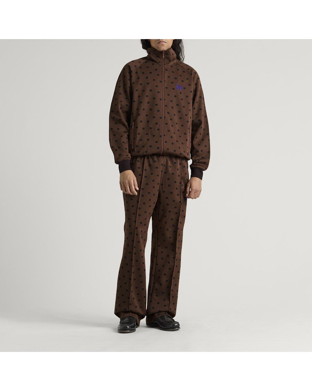 Needles Brown Poly Jacquard Track Jacket for men