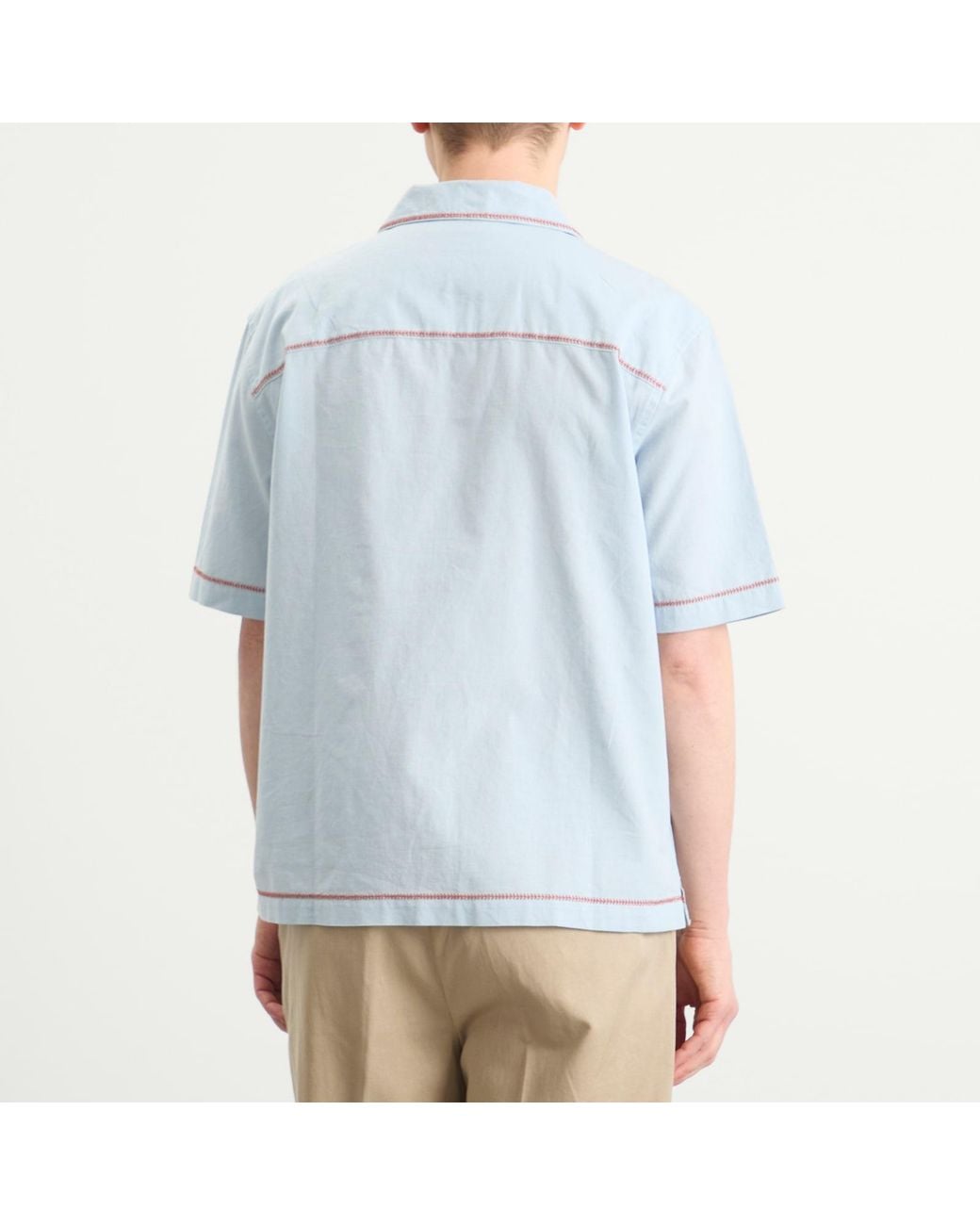 Wax London Blue Keats Dahlia Embroidery Vacation Shirt for men