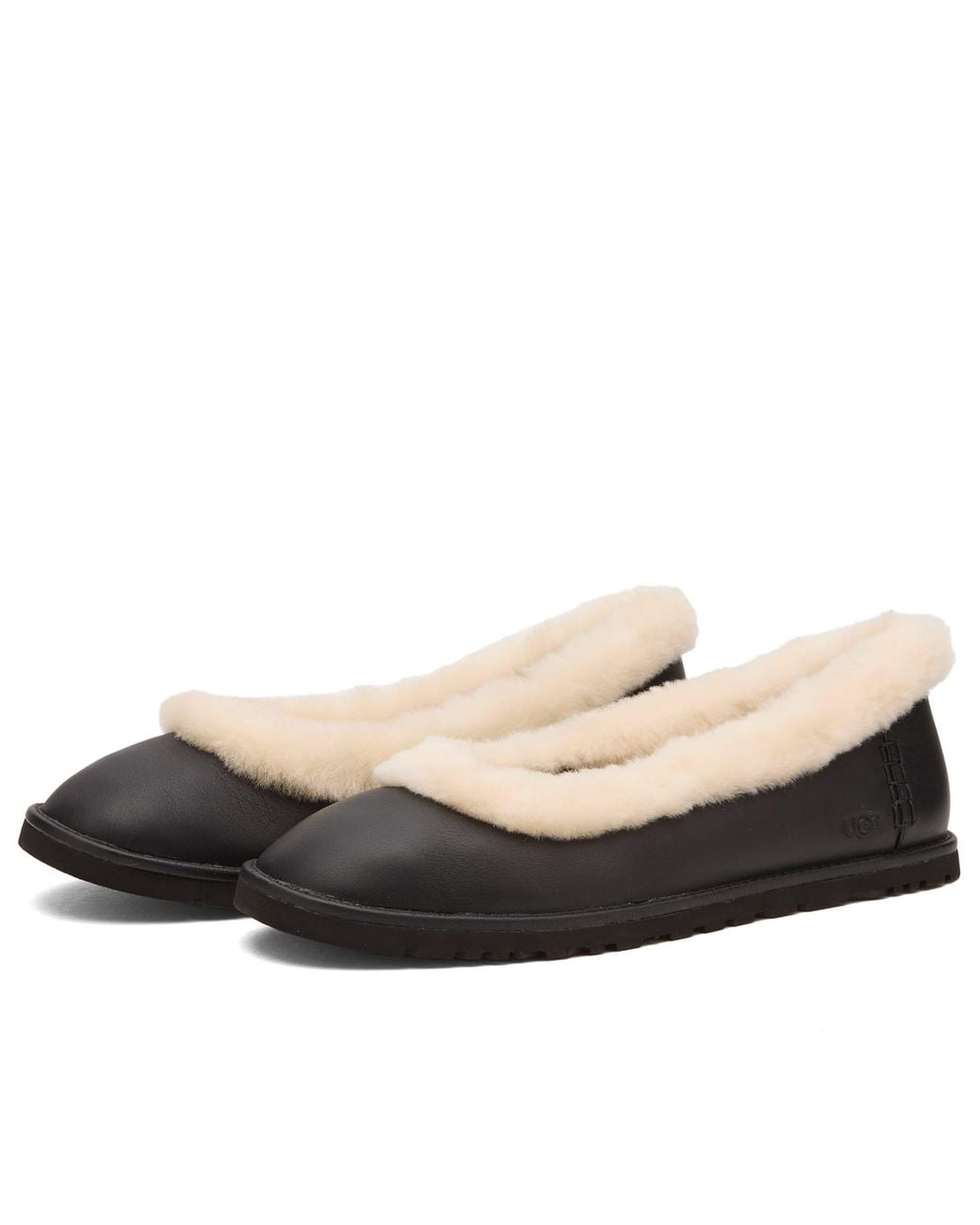 Ugg Black Zora Leather Ballet Flat