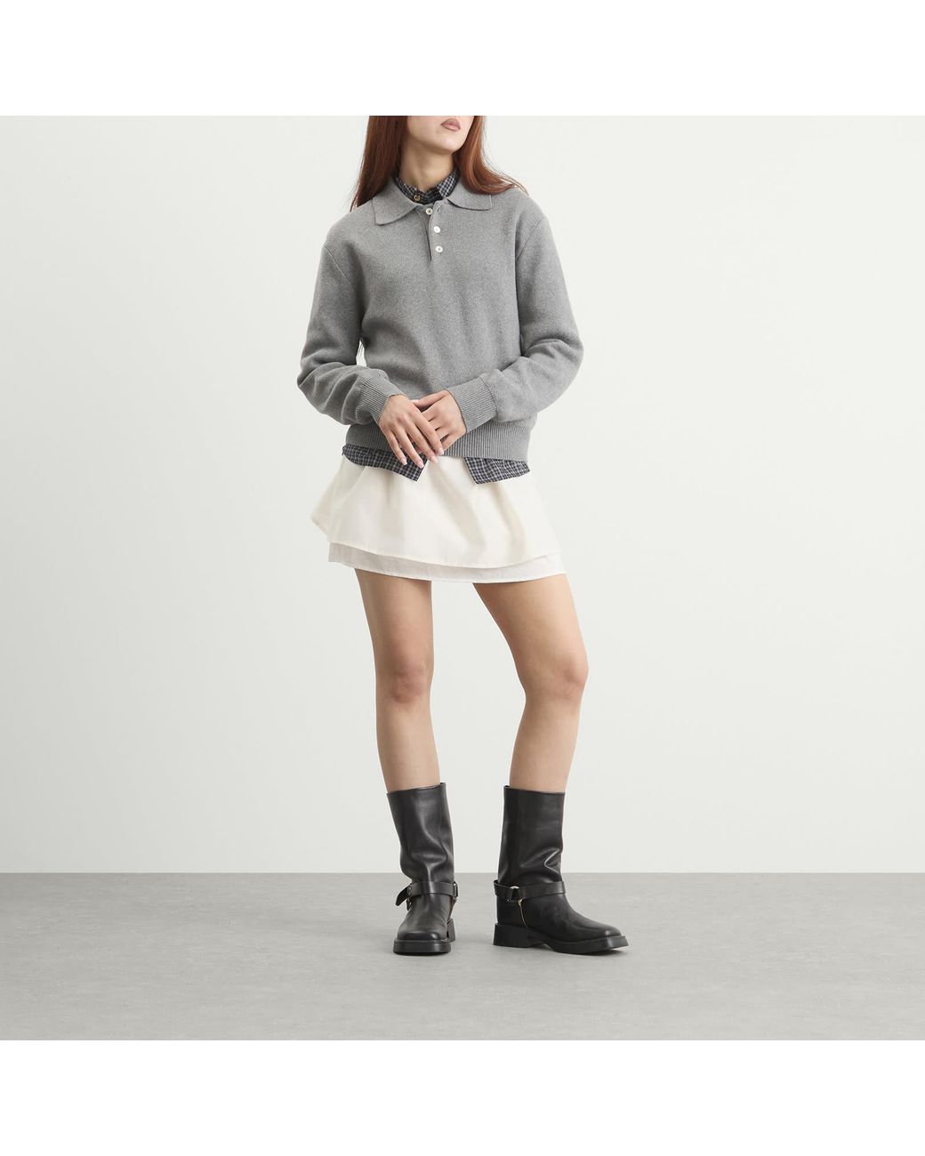 DUNST Gray Collared Sweater