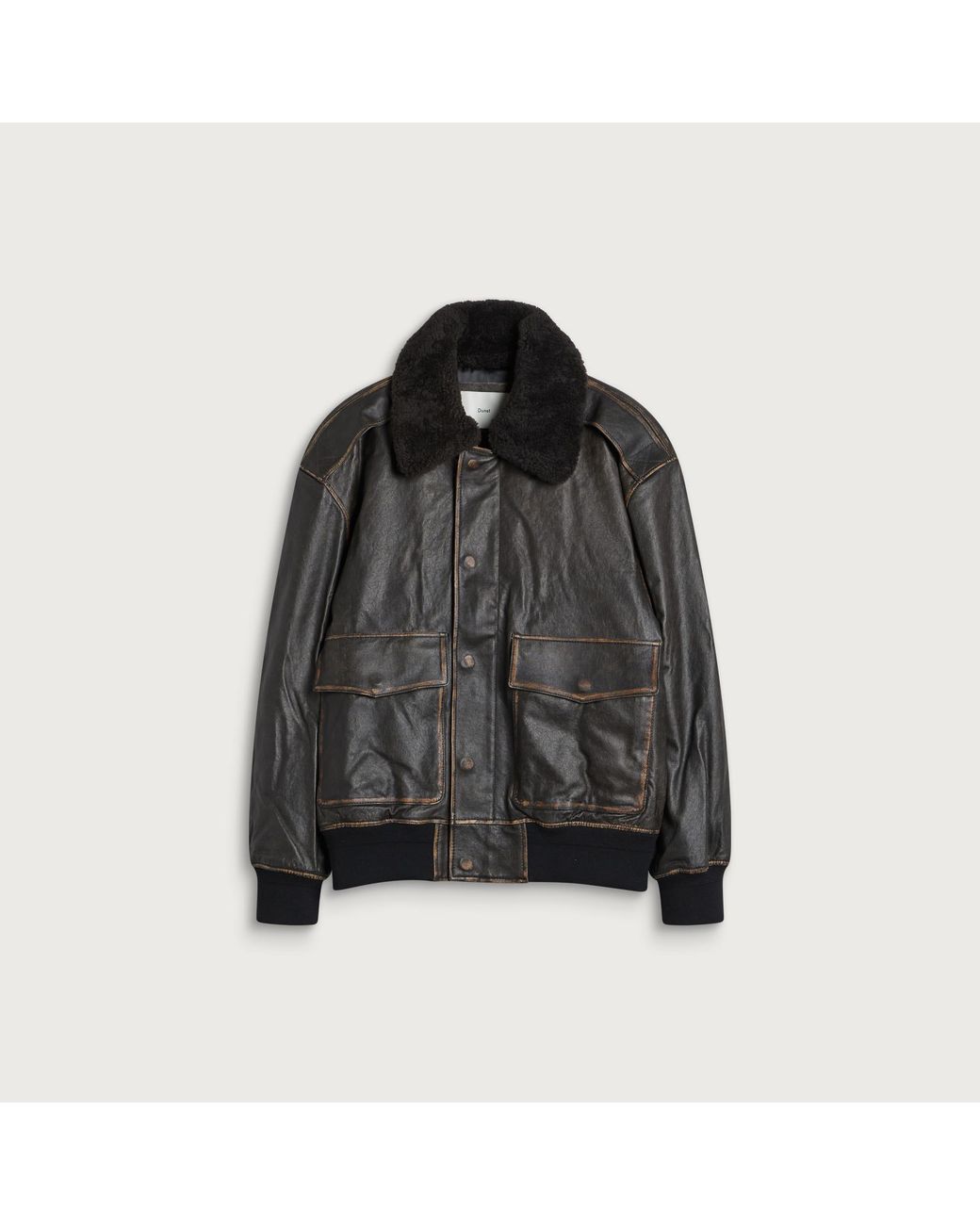 DUNST Black Detachable A-2 Leather Blouson