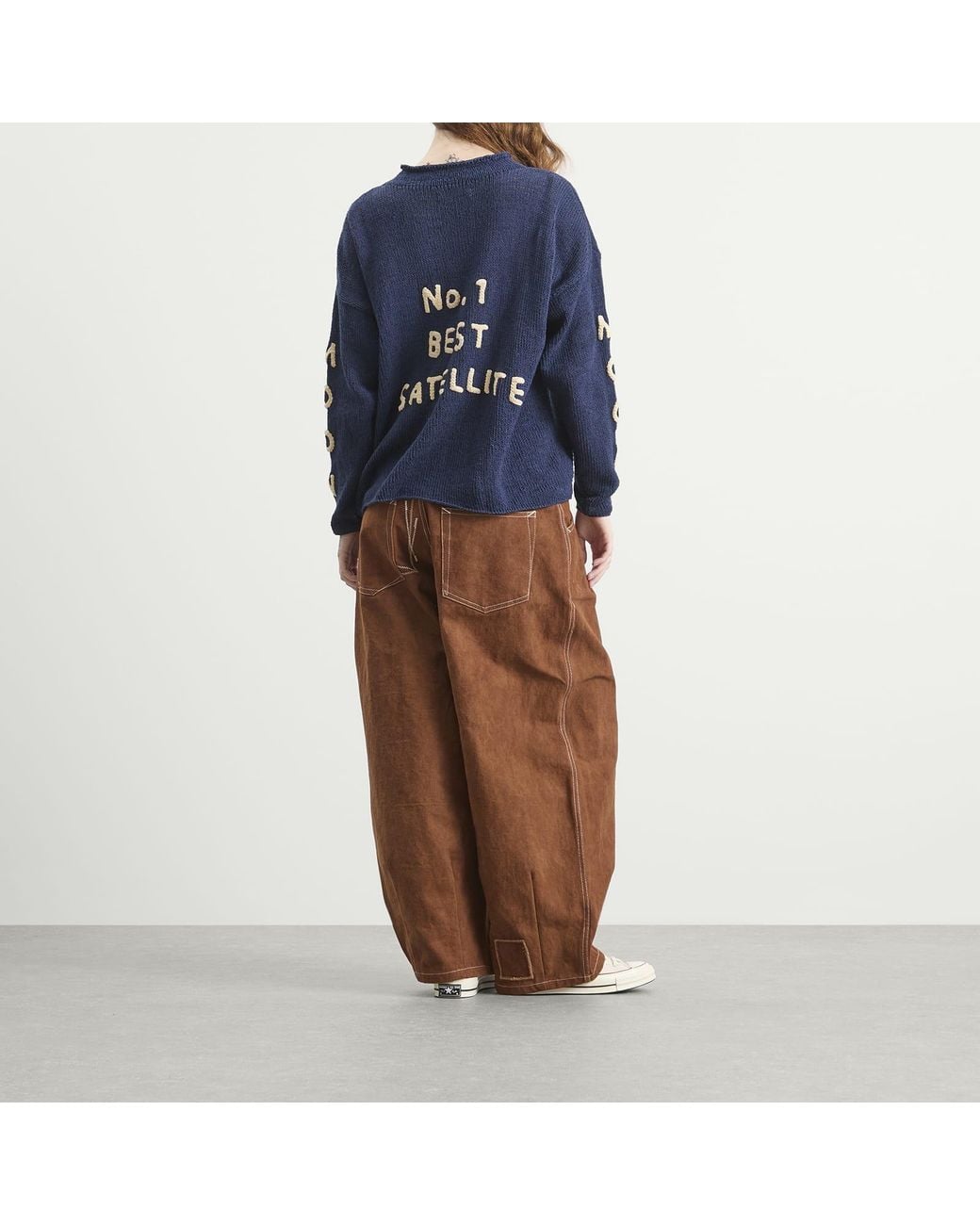 STORY mfg. Blue Hand Knit Twinsun Roll Neck