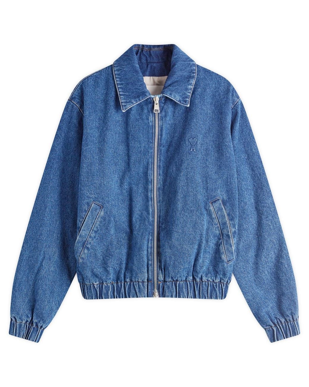 ami-Blue-Zipped-Denim-Bomber-