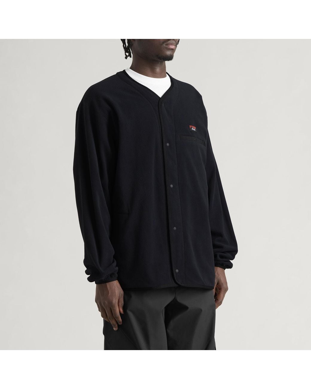 NANGA Black Air Warm Fleece Cardigan for men