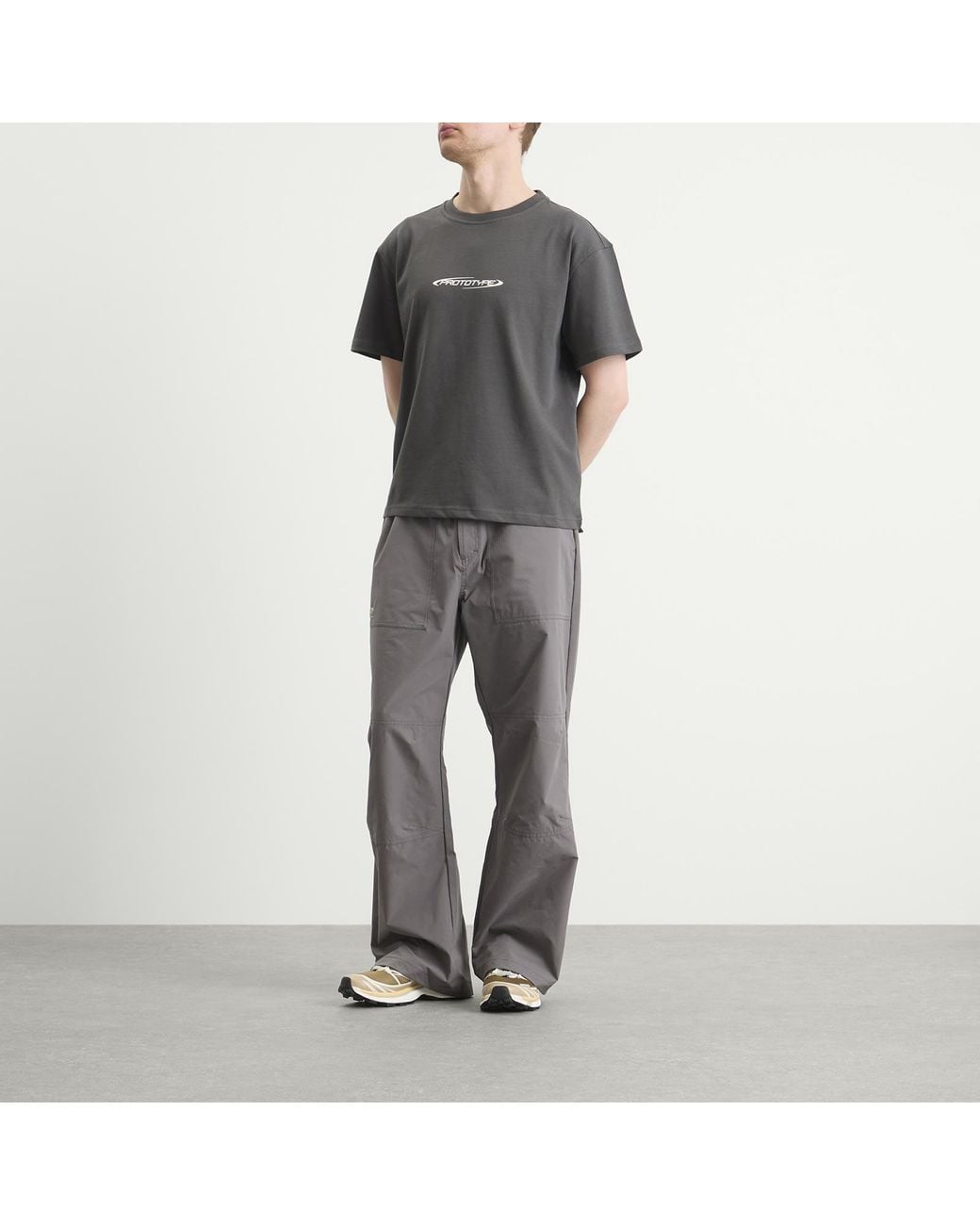 KA_YO_Prototype Gray Boxy Logo T-Shirt for men