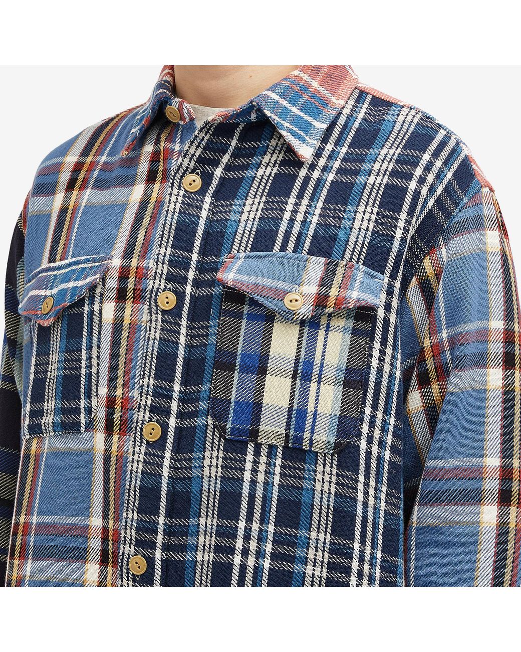 Human Made Crazy Check L/S Shirt in Blue for Men | Lyst