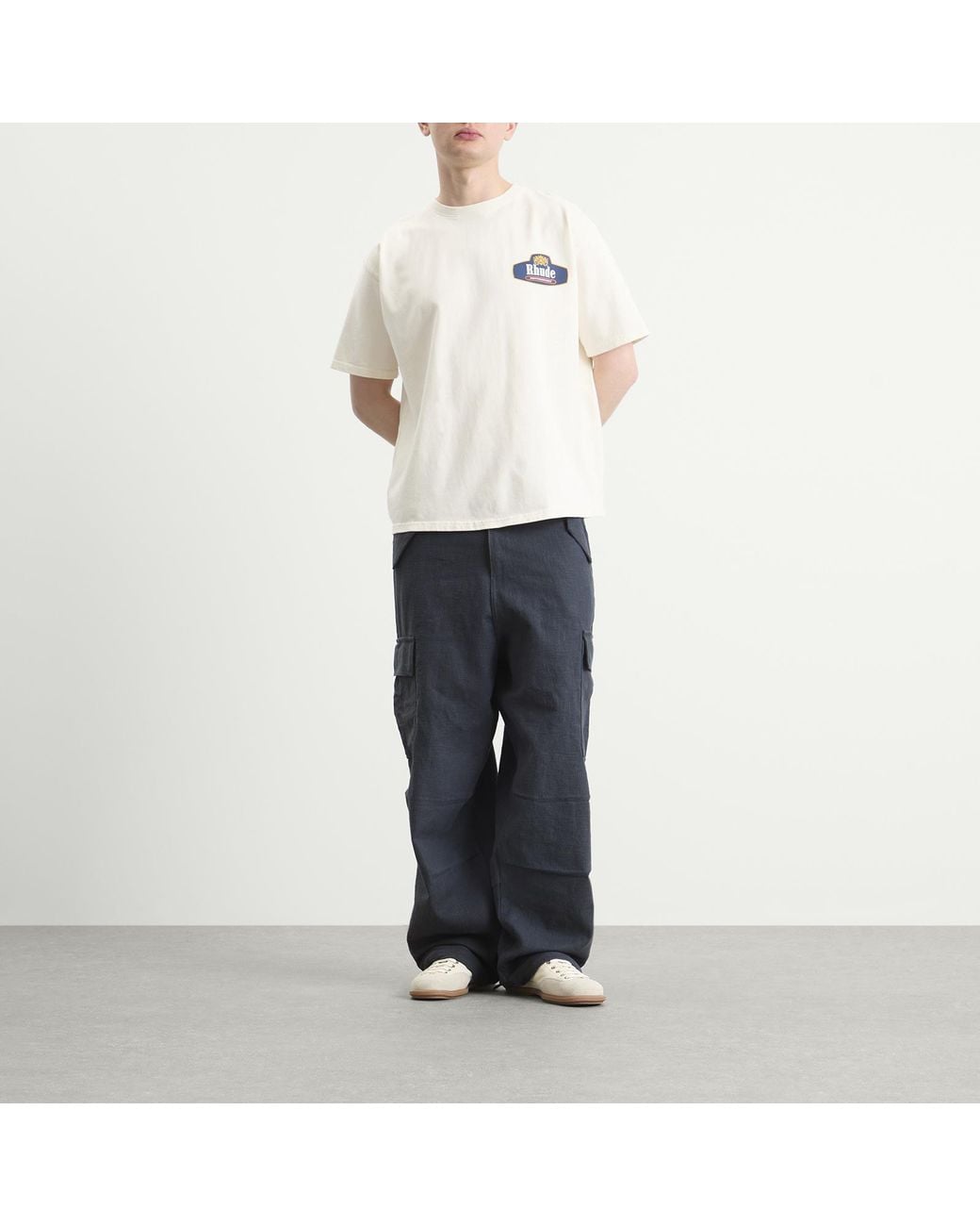 Rhude Blue Linen Parachute Pant for men