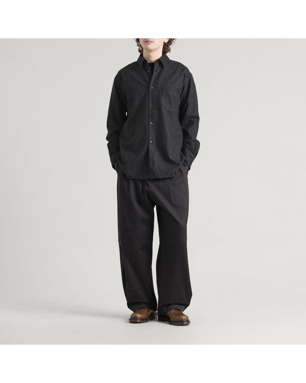 Comme des Garçons Black Wool Nylon Flannel Shirt for men