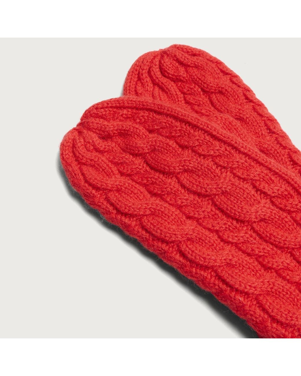 Damson Madder Red Cable Knit Mittens