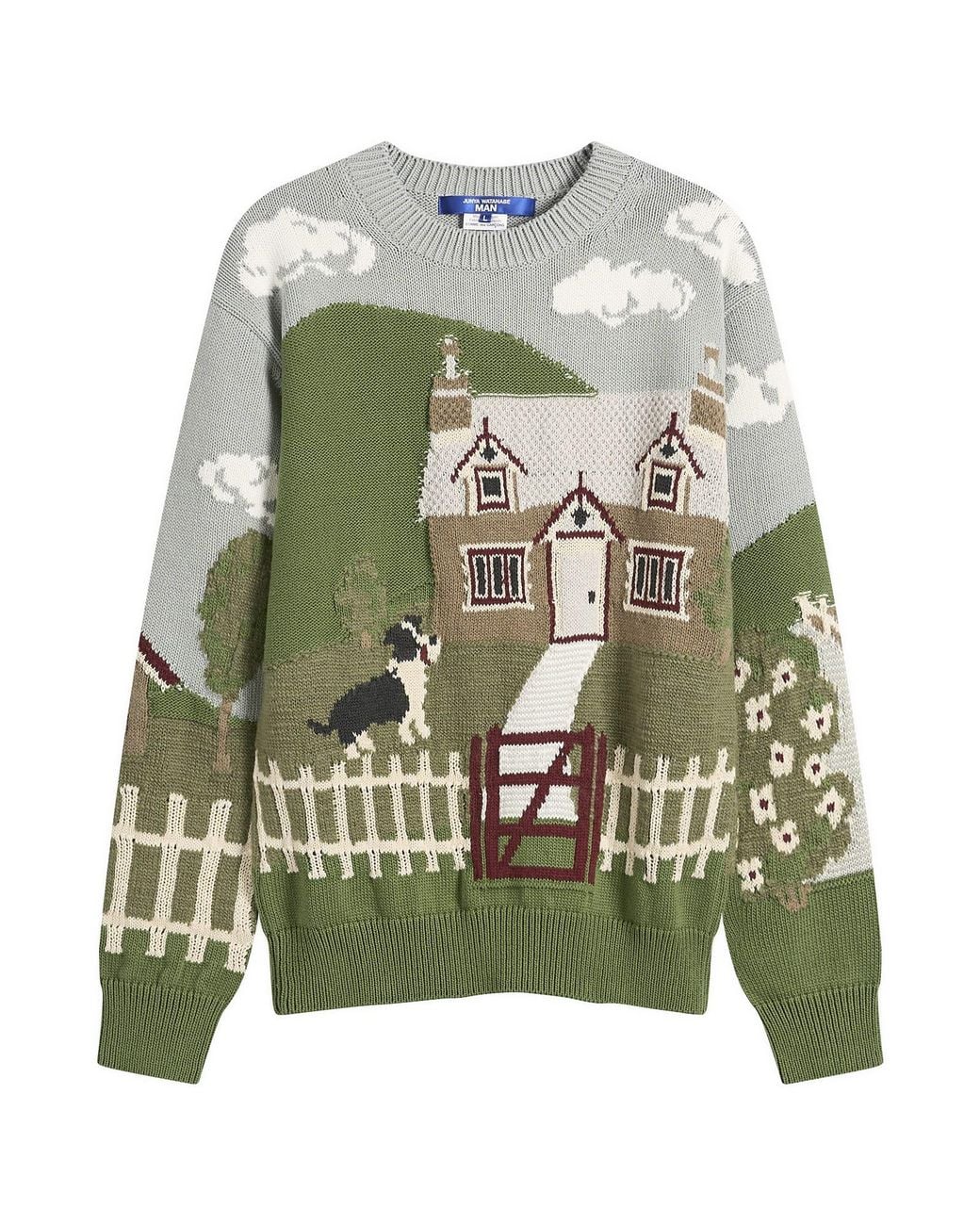 Junya Watanabe Green Intarsia Jacquard Jumper for men