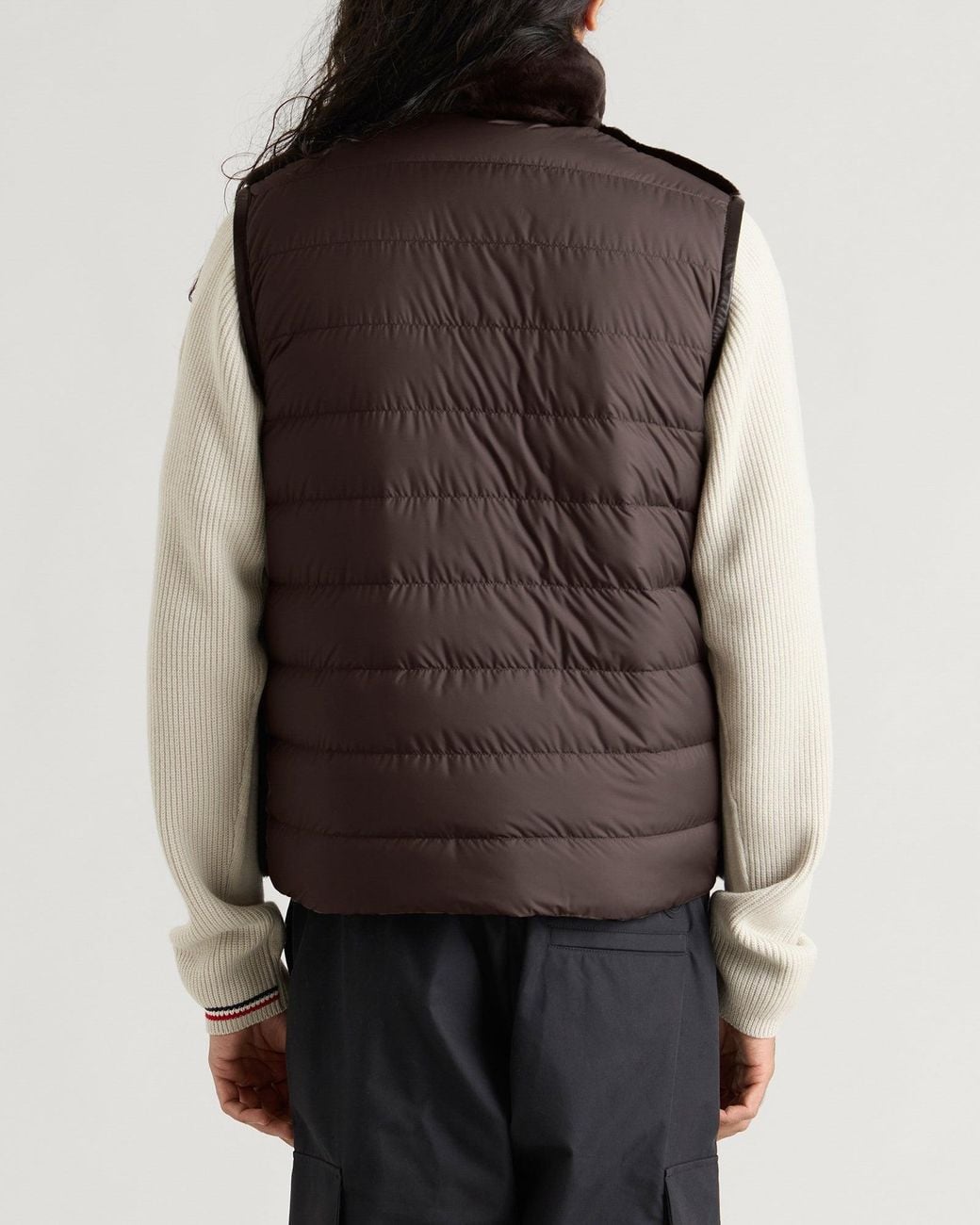 Moncler Brown Rysfen Shearling Vest Jacket for men