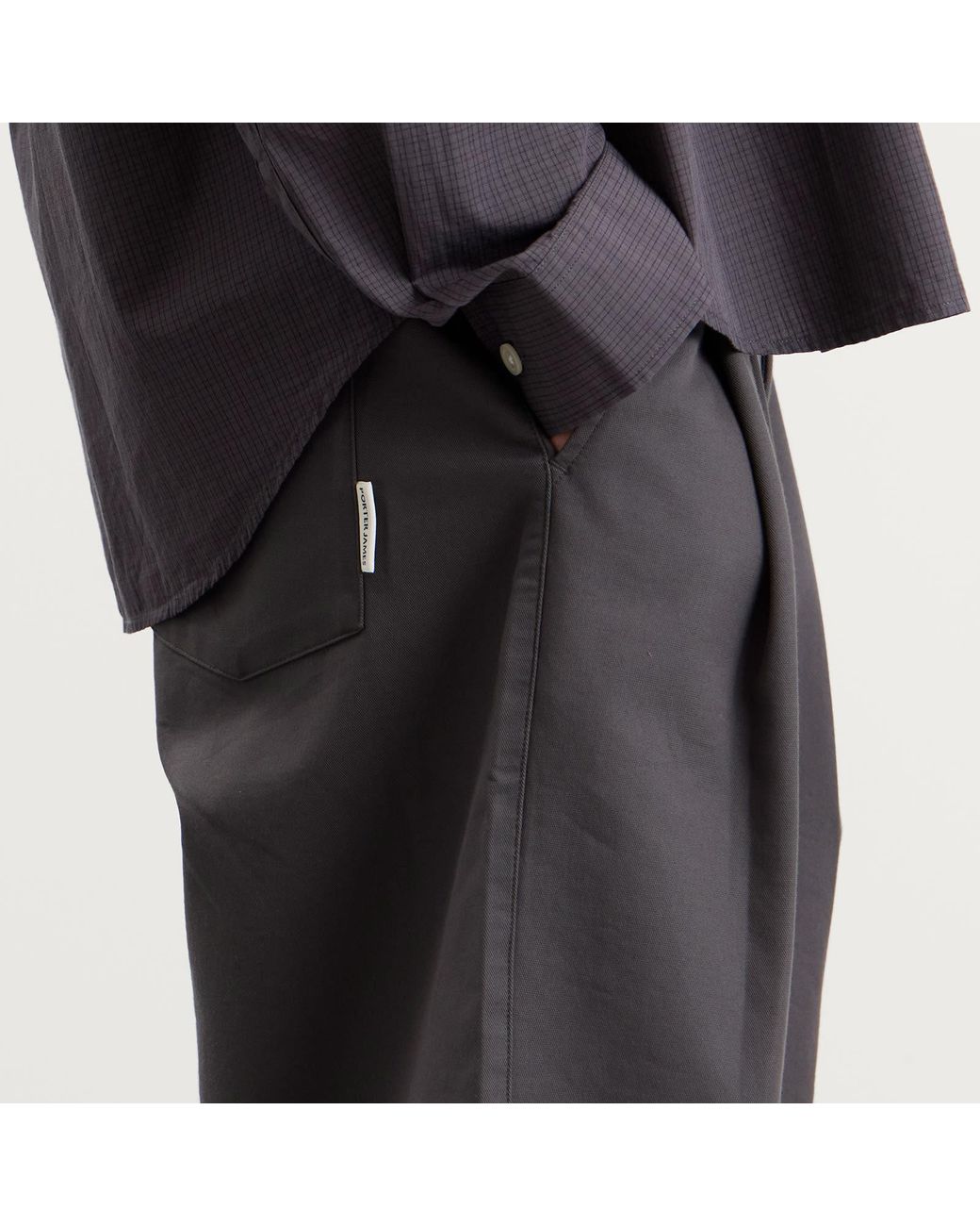 Porter James Gray Double Pleated Shorts for men
