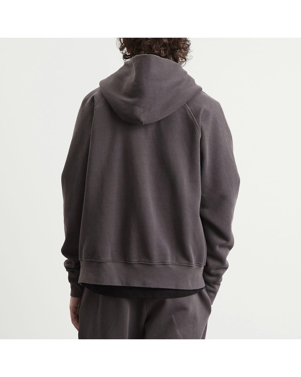 Les Tien Gray Heavyweight Raglan Zip Hoodie for men