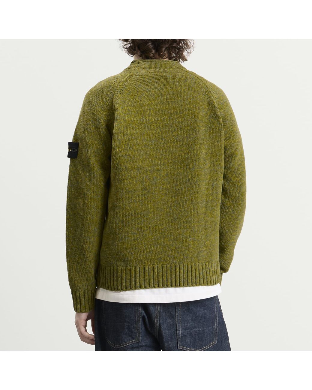 Stone Island Green Mouline Cotton Chenille Jumper for men