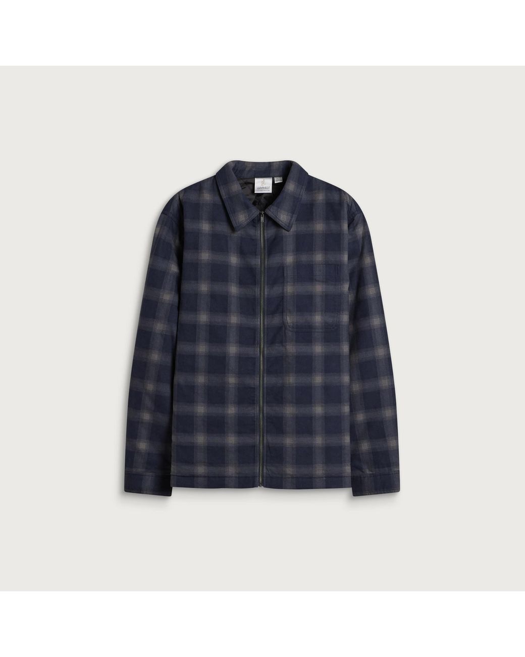 Gramicci Blue Zip-Up Insulated Flannel Shirt for men