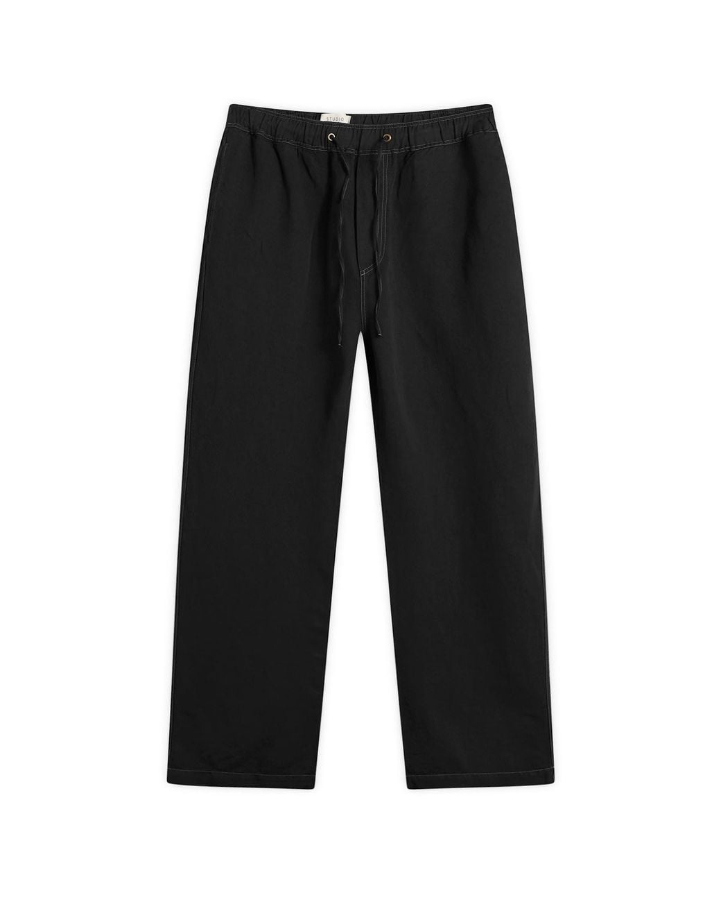Studio Nicholson Black Sonny Cotton Linen Drawstring Trouser for men