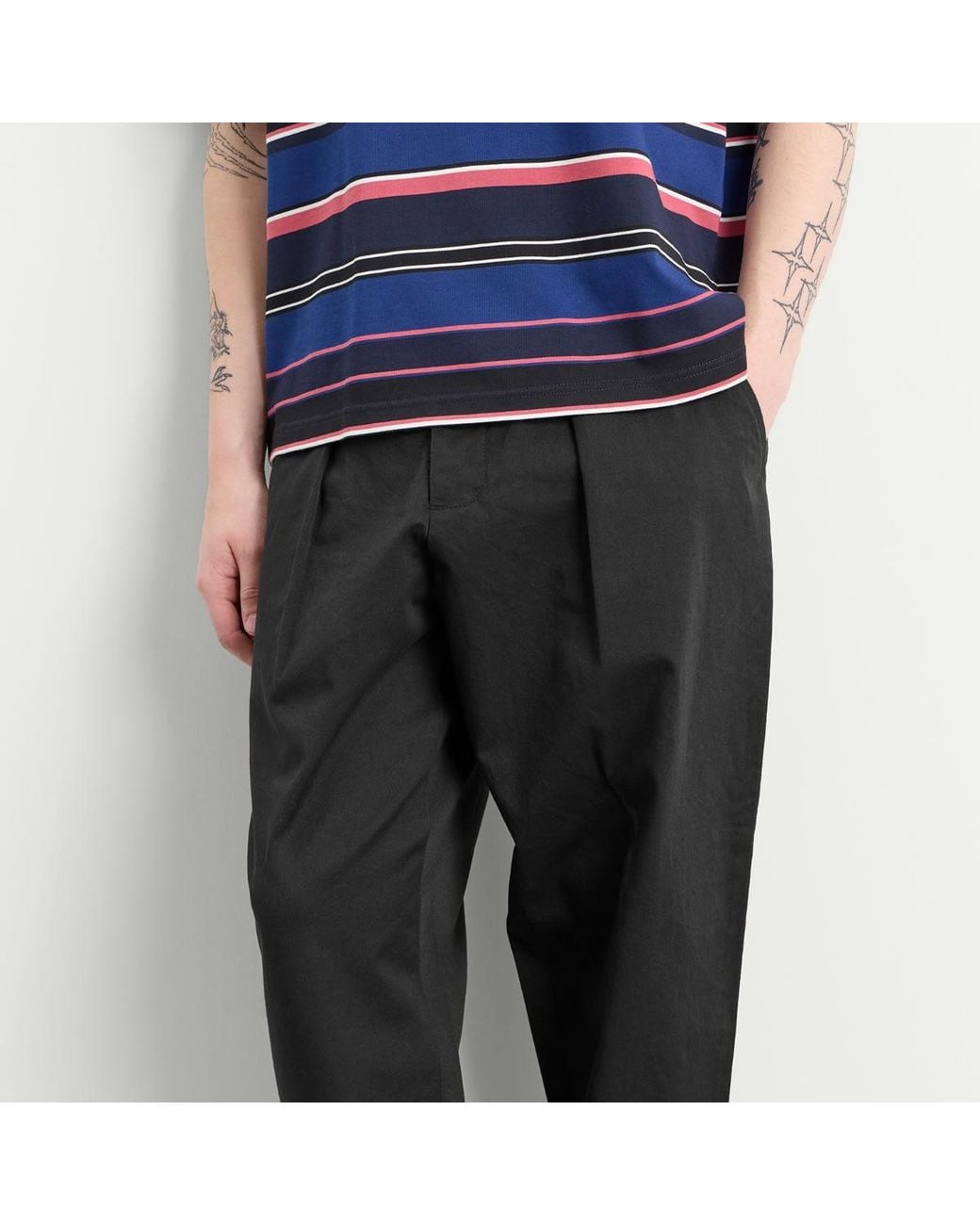 Universal Works Black Twill Pleated Track Pant for men