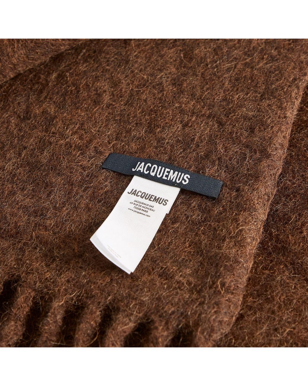 Jacquemus Brown Mohair Alpaca Grosgrain Logo Scarf for men