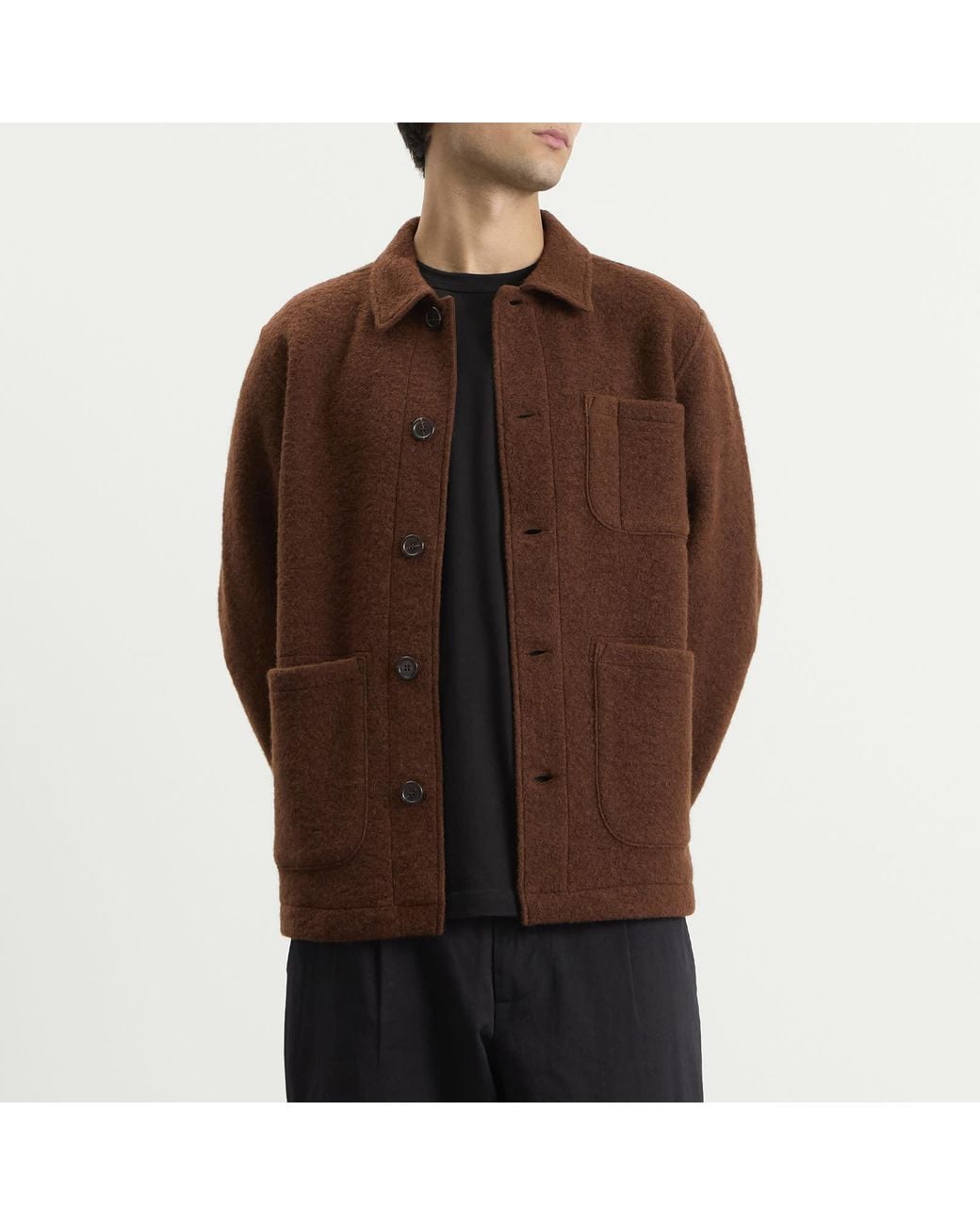 Universal Works Brown Wool Fleece Field Jacket for men