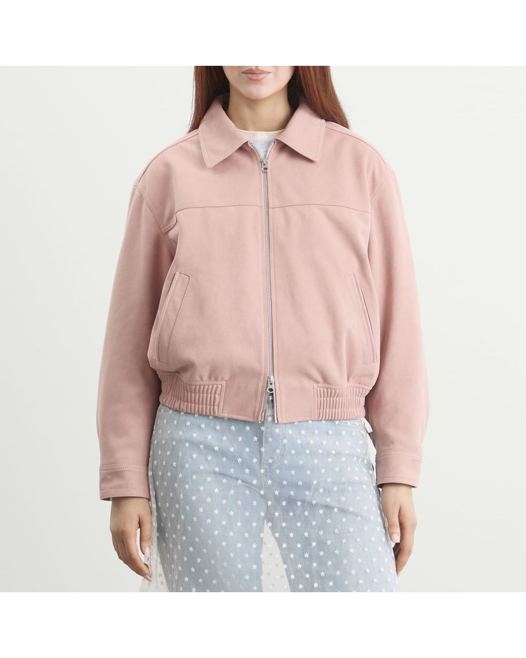 DUNST Pink Vegan Suede Collared Blouson