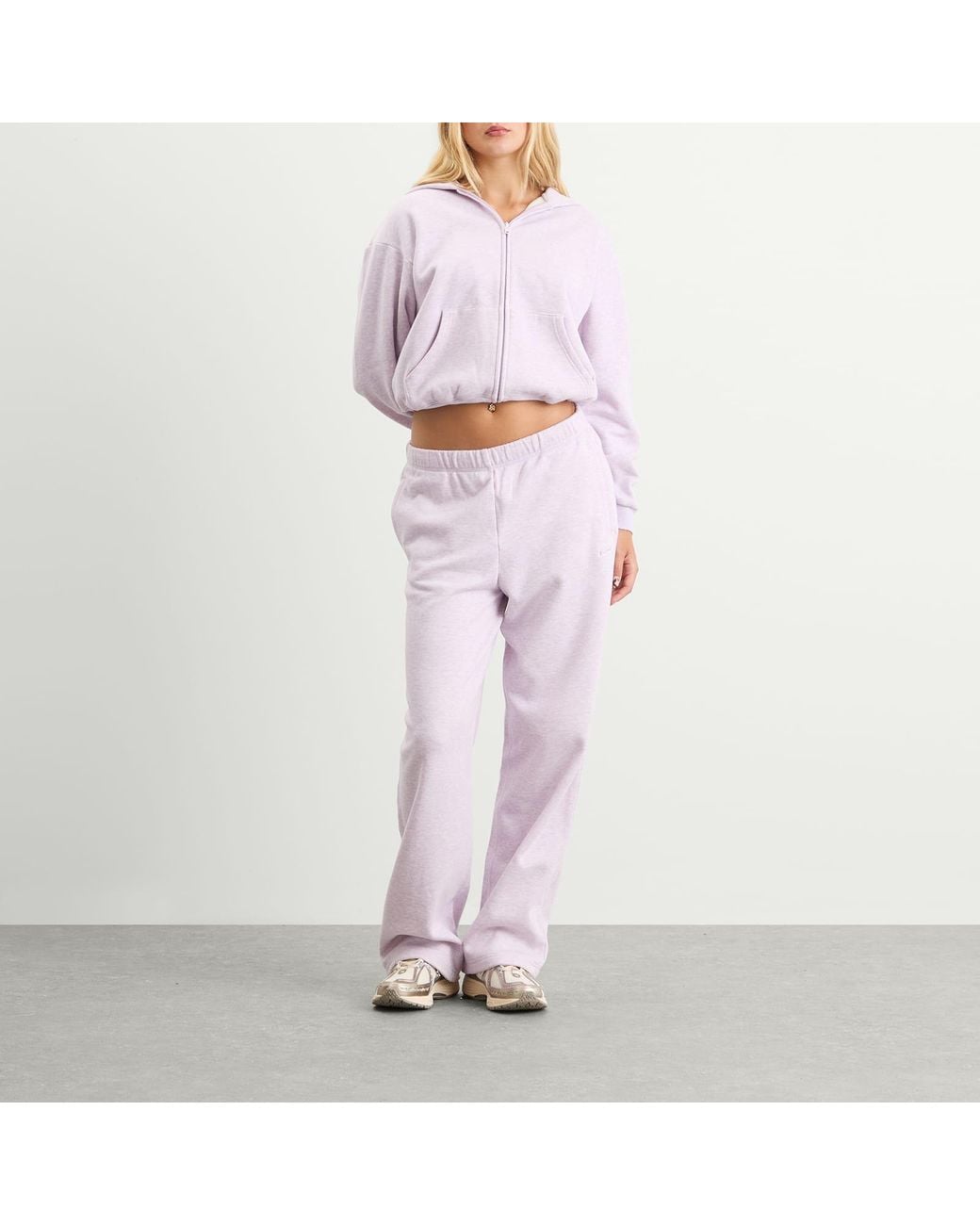Skims Purple Cotton Fleece Straight Leg Pant