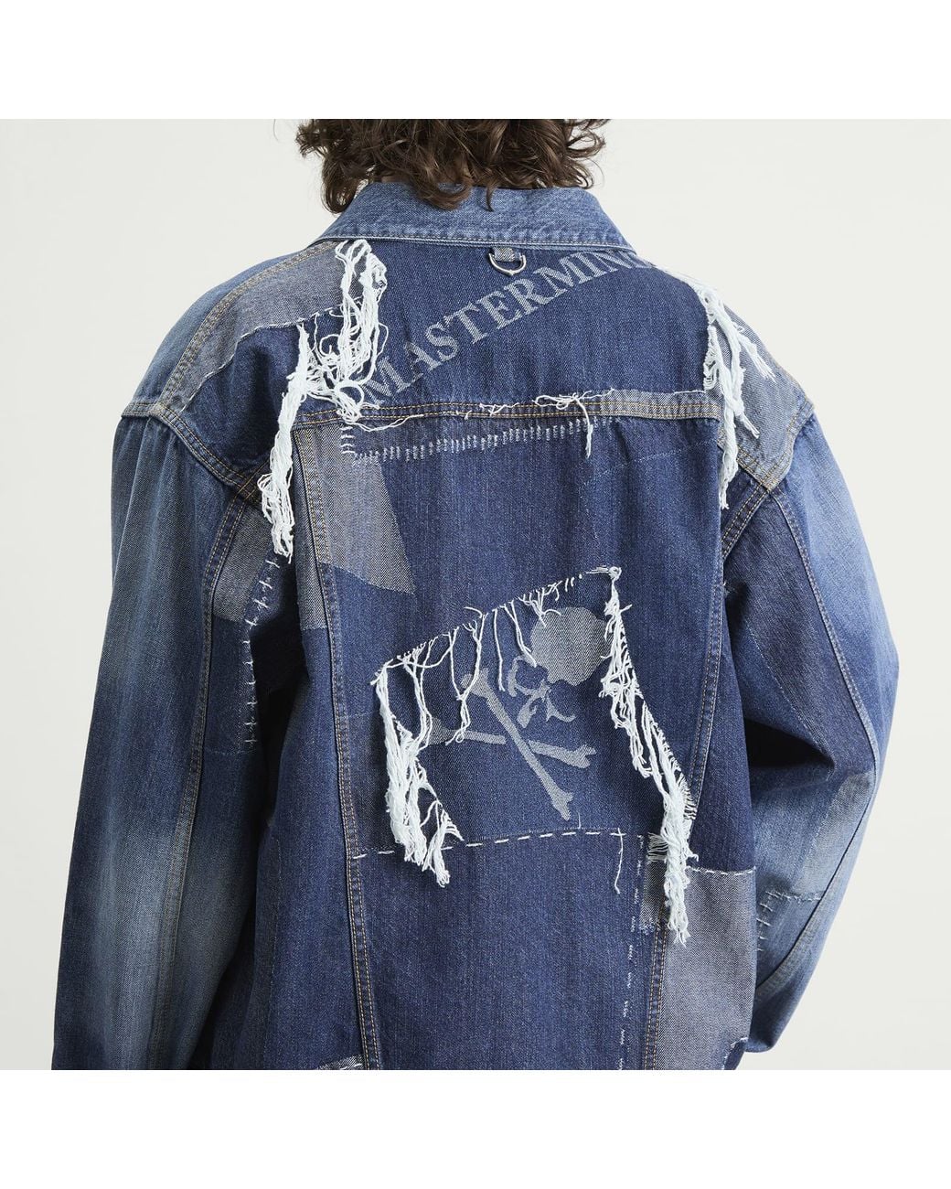 MASTERMIND WORLD Blue Patchwork Jacquard Denim Jacket for men