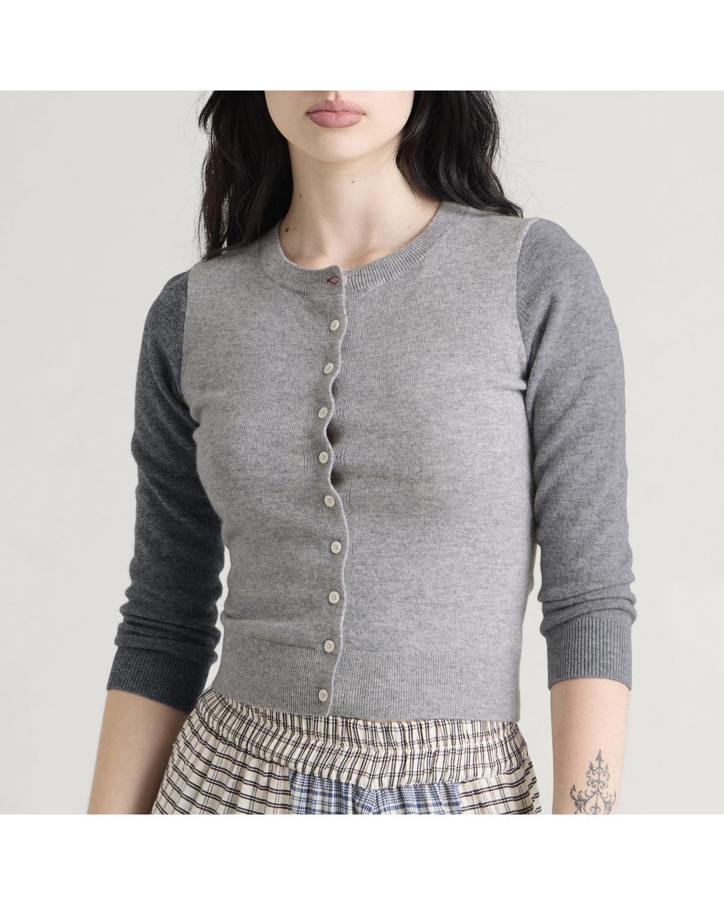 Peachy Den Gray Colourblock Cardigan