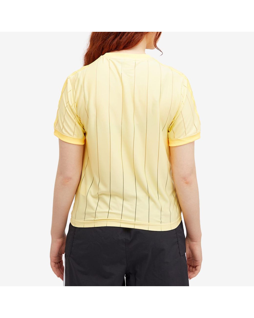 ◆adidas◆ Stripe Tee Almost Yellow KB8356 adidas Originals Striped Tee Men's Casual T-Shirts Lifestyle