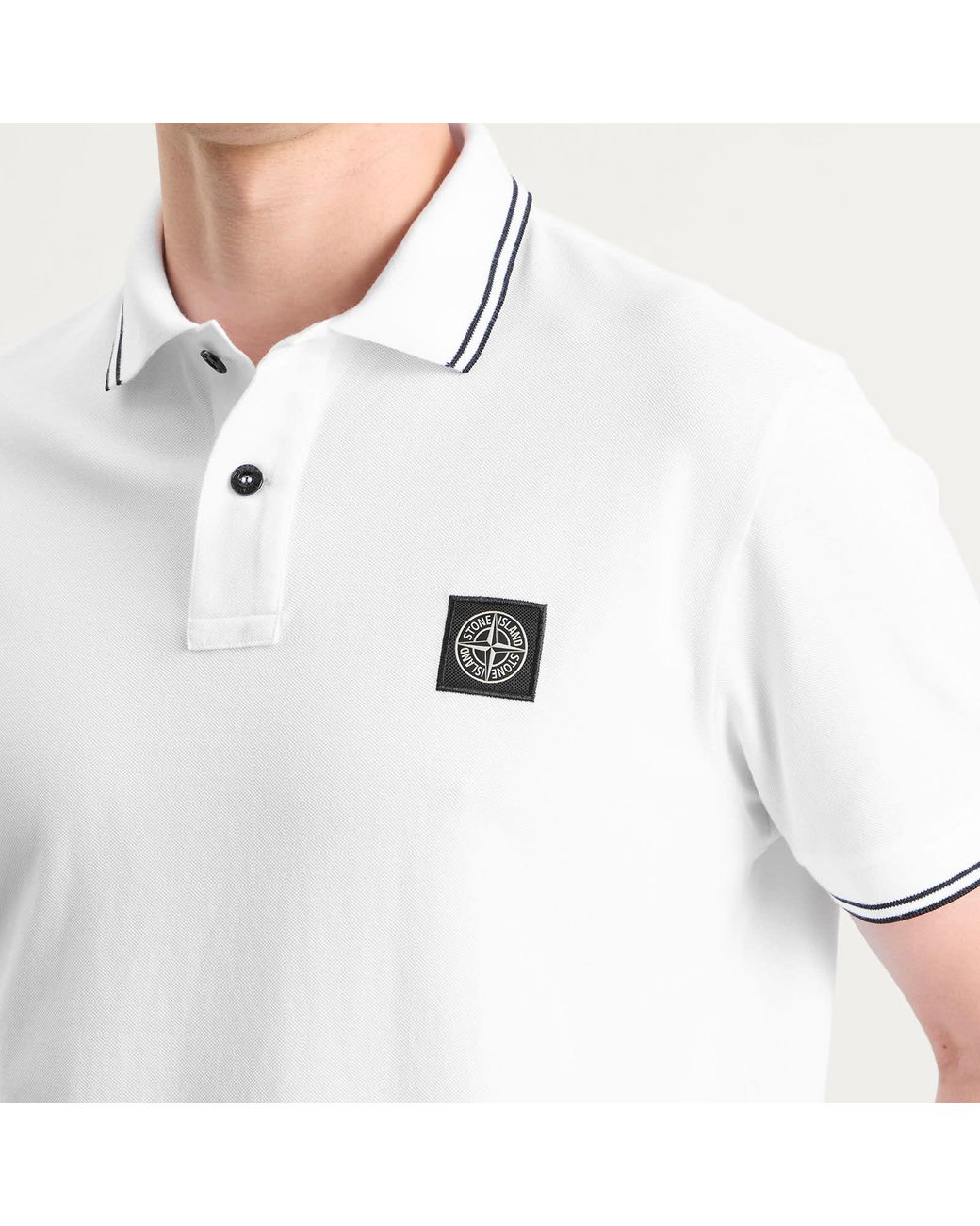 Stone Island White Patch Logo Polo for men