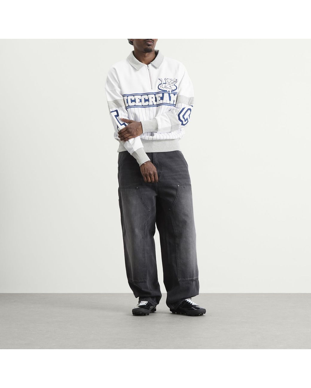 ICECREAM White Ic Cubs Collared Quarter Zip for men