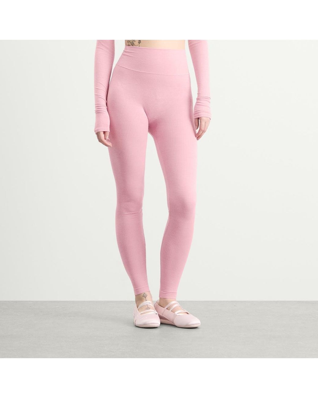 Skims Pink Seamless Sheer Wool Legging