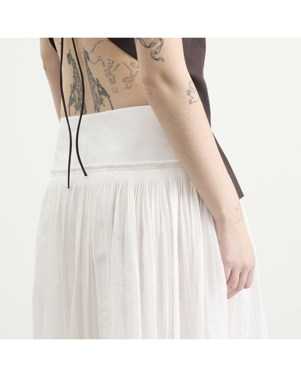 Rohe White Rohe Pleated Cotton Muslin Skirt
