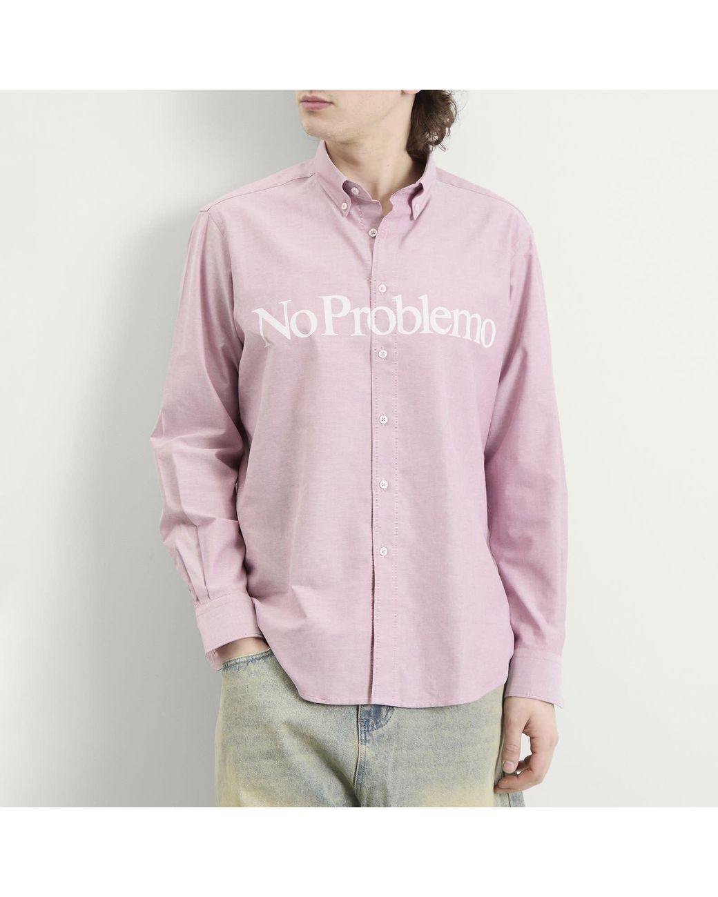 No Problemo Pink Logo Oxford Shirt for men