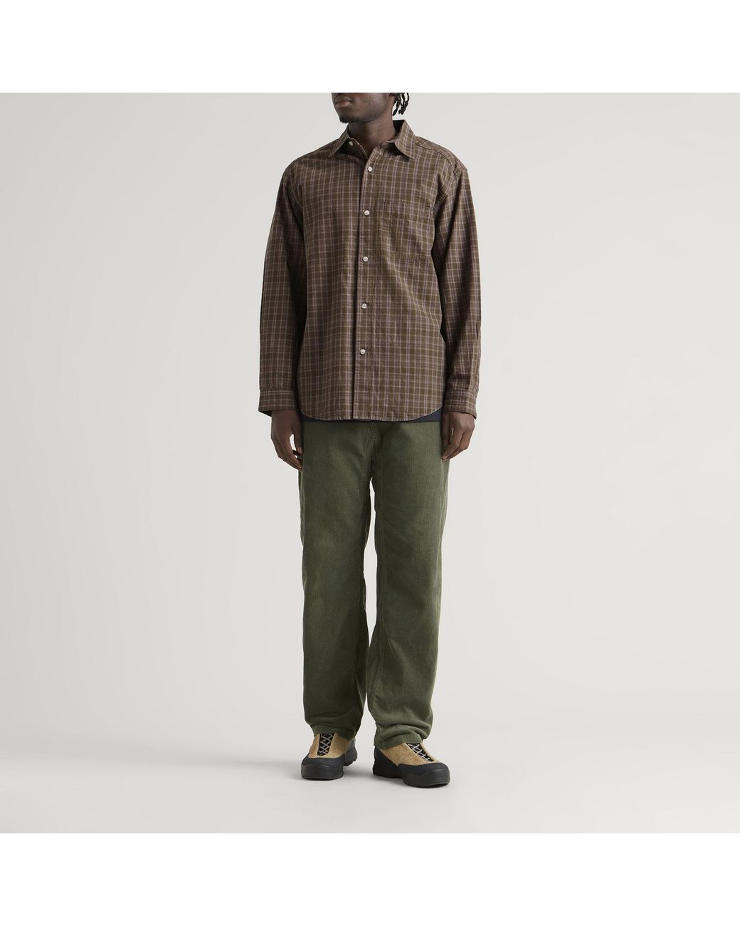 Gramicci Brown Heavyweight Checkered Shirt for men