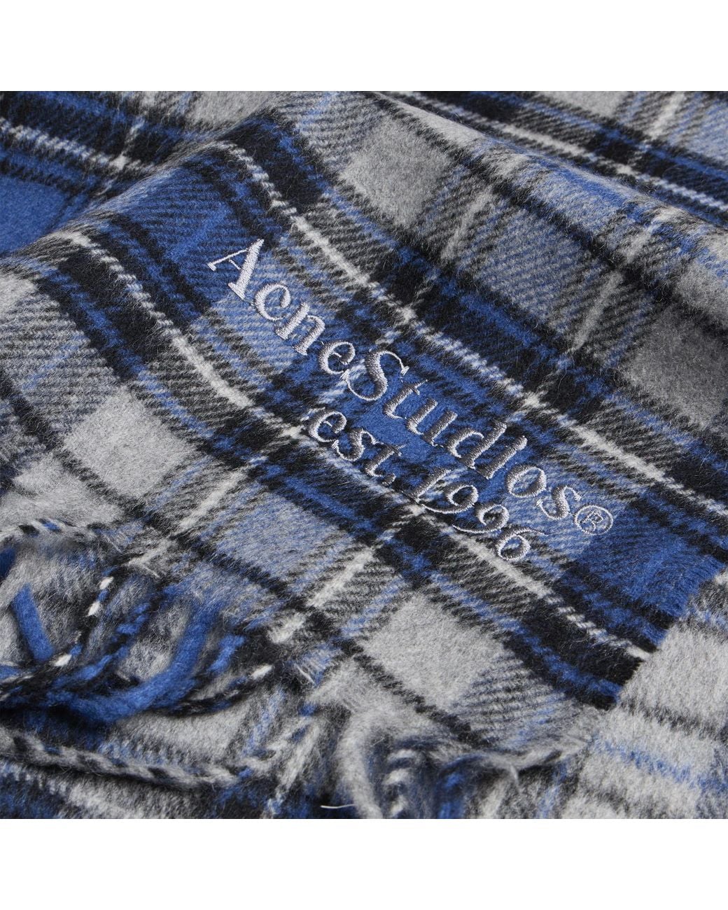 Acne Blue Canada Cashmere Check Scarf for men