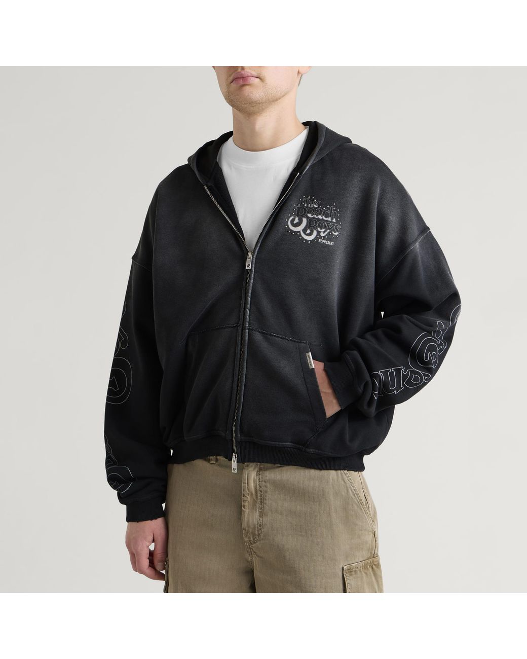 Represent Black Beach Boys Endless Summer Zip Through Hoodie for men