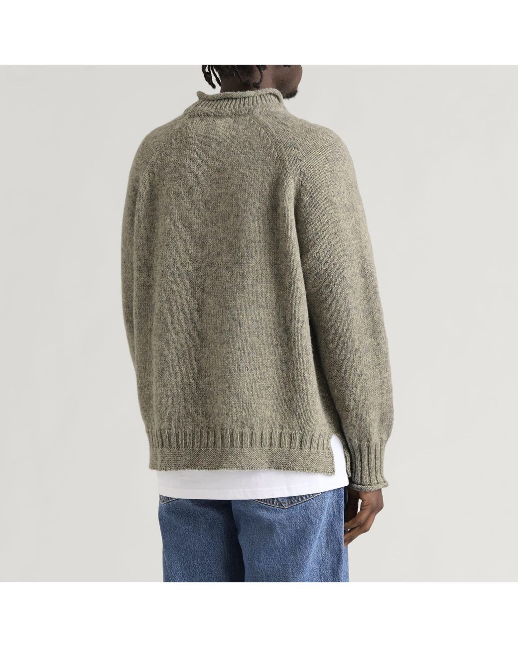 Pittari Gray Seti Heritage Lambswool Roll Collar Jumper for men